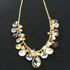 Gold Plated Necklace with Natural Tourmalines