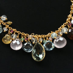 Gold Plated Necklace with Natural Tourmalines